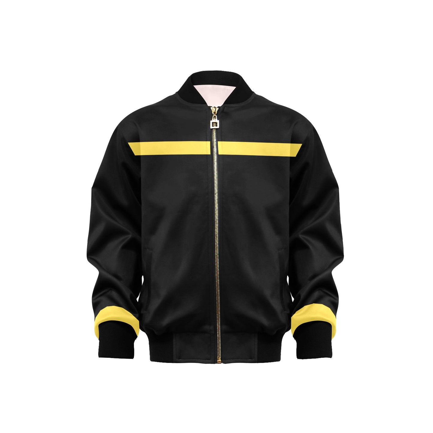 Thin Gold Line Flag Inspired Kids' Bomber Jacket with Pockets