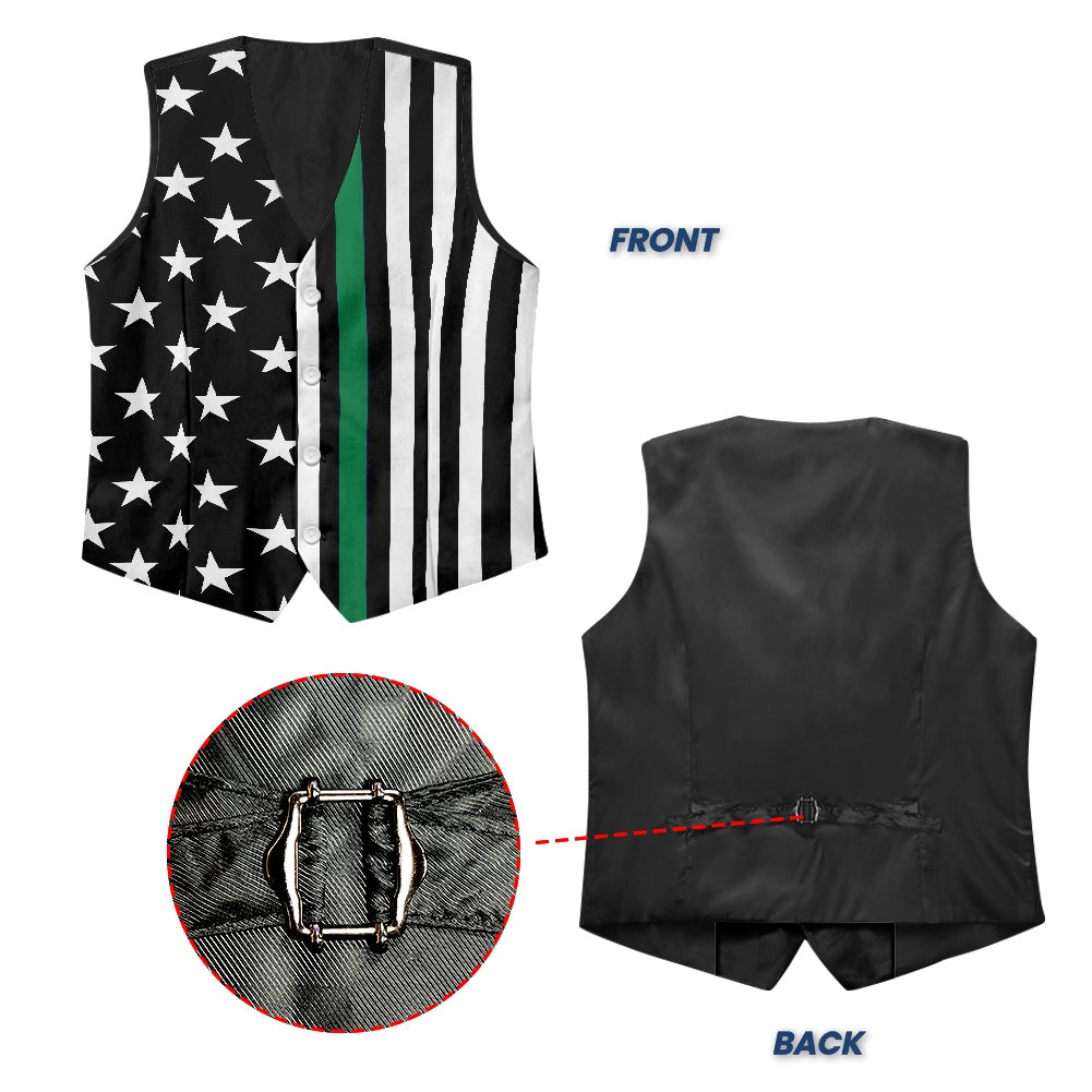 Thin Green Line Flag Inspired Suit vest jacket