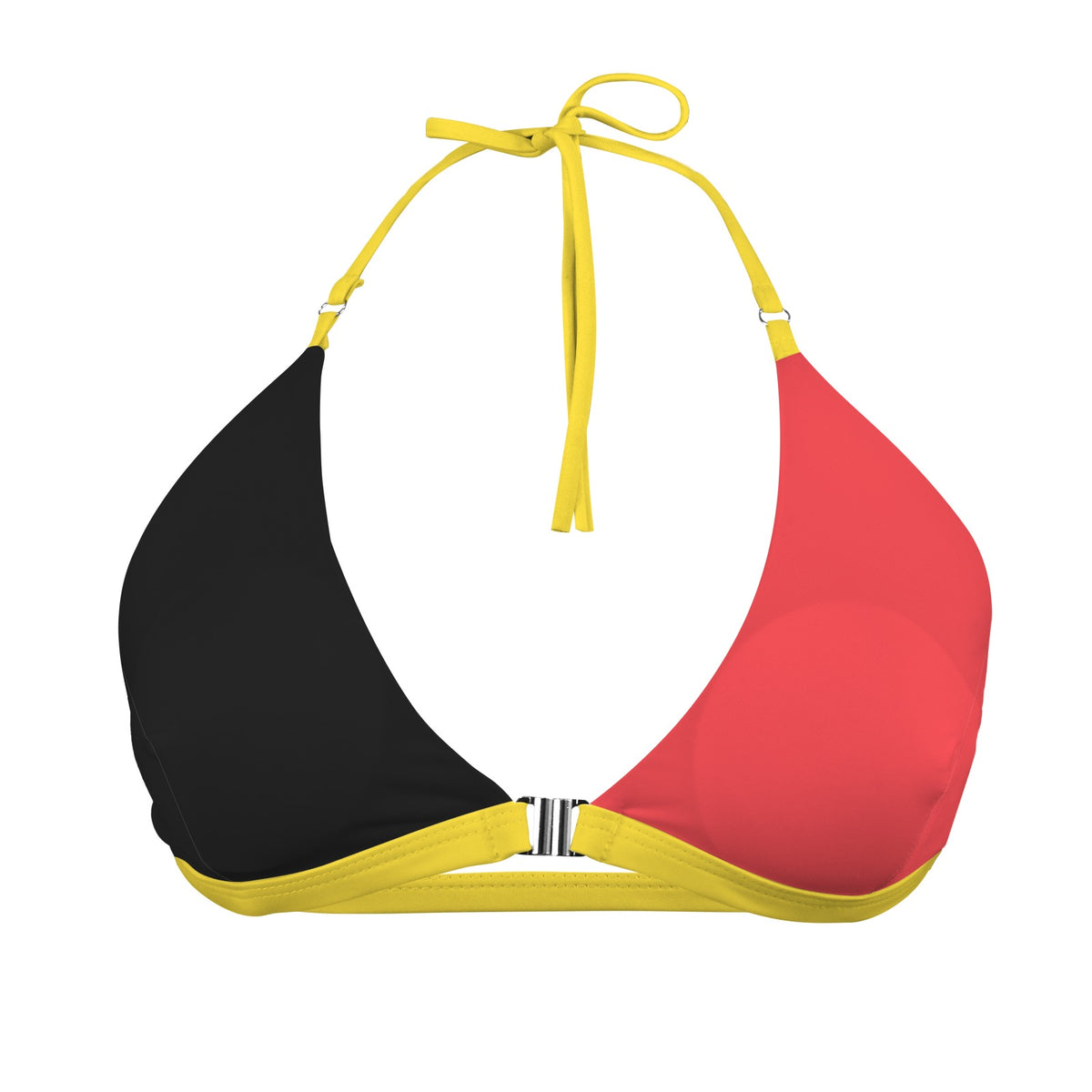 Belgium Flag Inspired Front Buckle Triangle Bikini Top