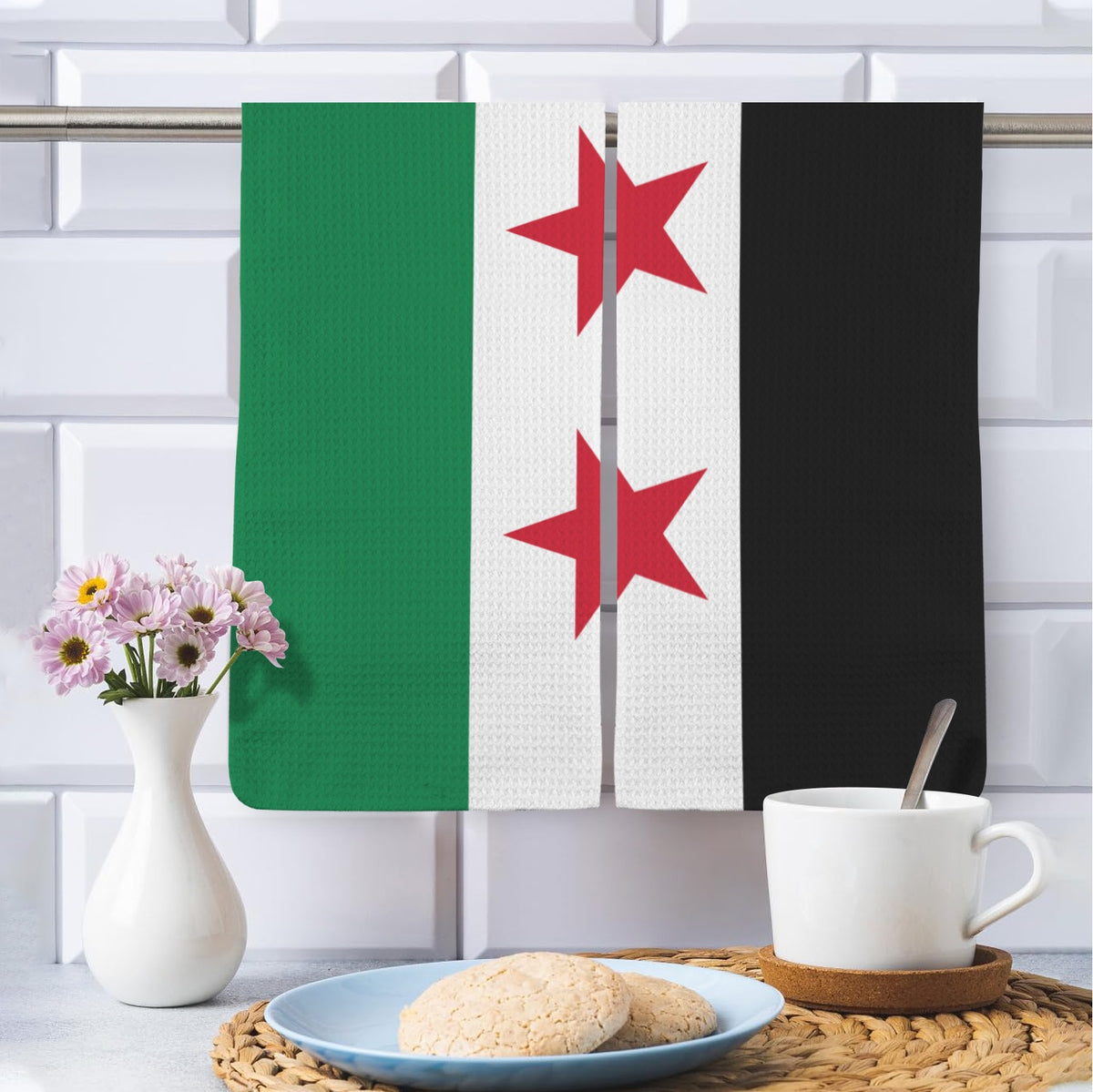 Syria Flag Inspired Kitchen Towel 40X60cm (Pack of 2) | Printed In the USA