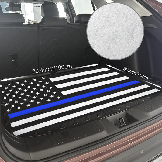 Thin Blue Line Flag Inspired Car Trunk Mat 100 × 75 cm / 39.4 × 30 in Printed in the USA