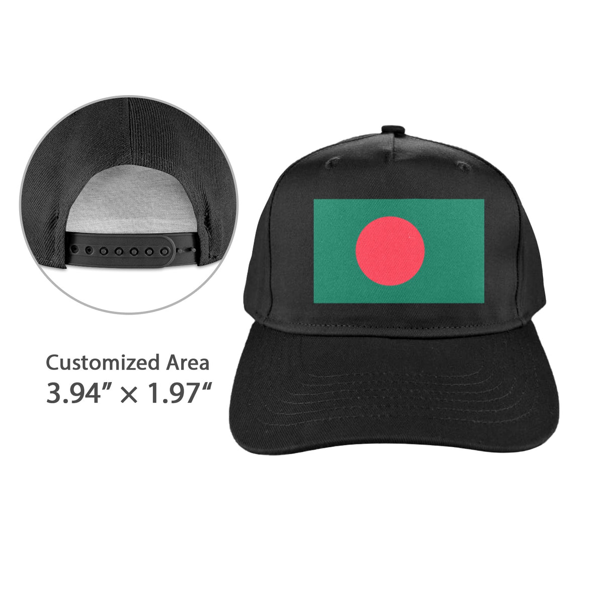 Bangladesh Flag Inspired Baseball Cap | Printed in the  USA