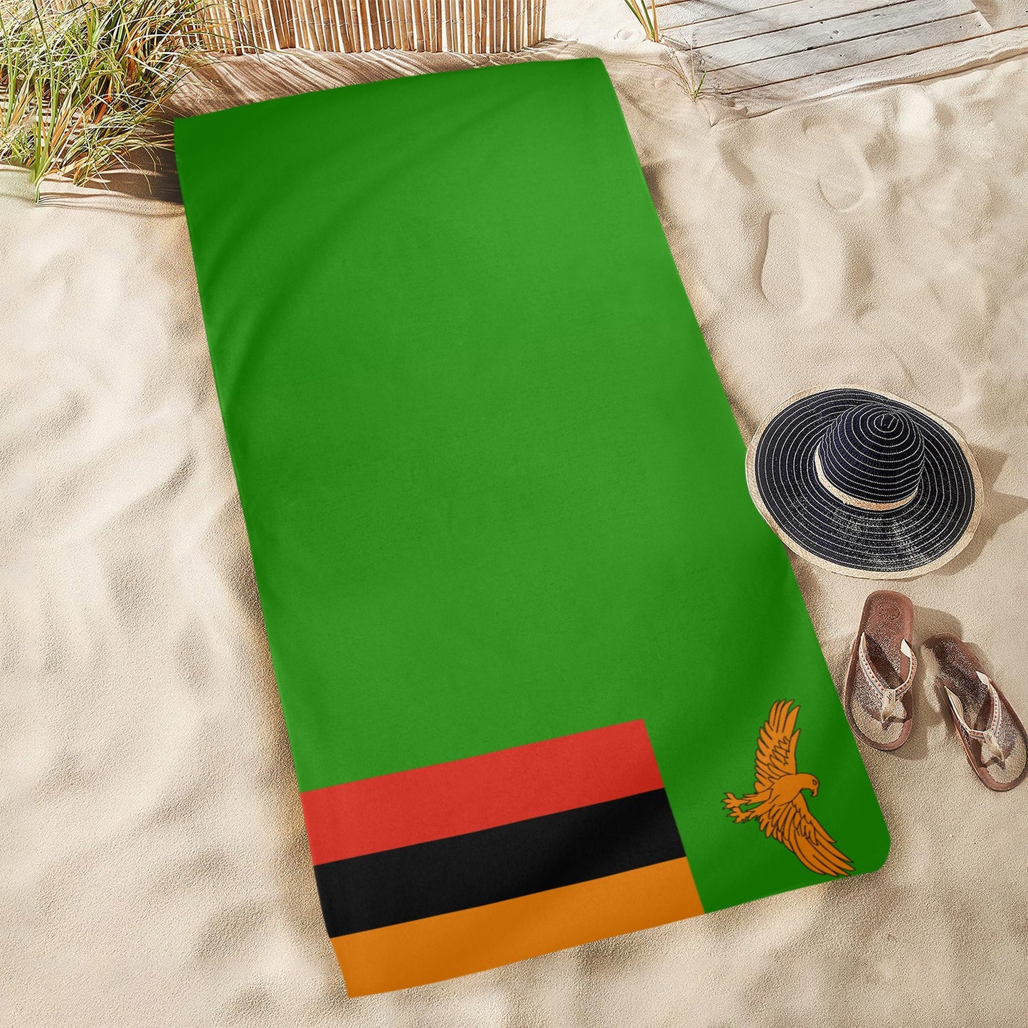 Zambia Flag Beach Towel 31"x71" (Made in USA)