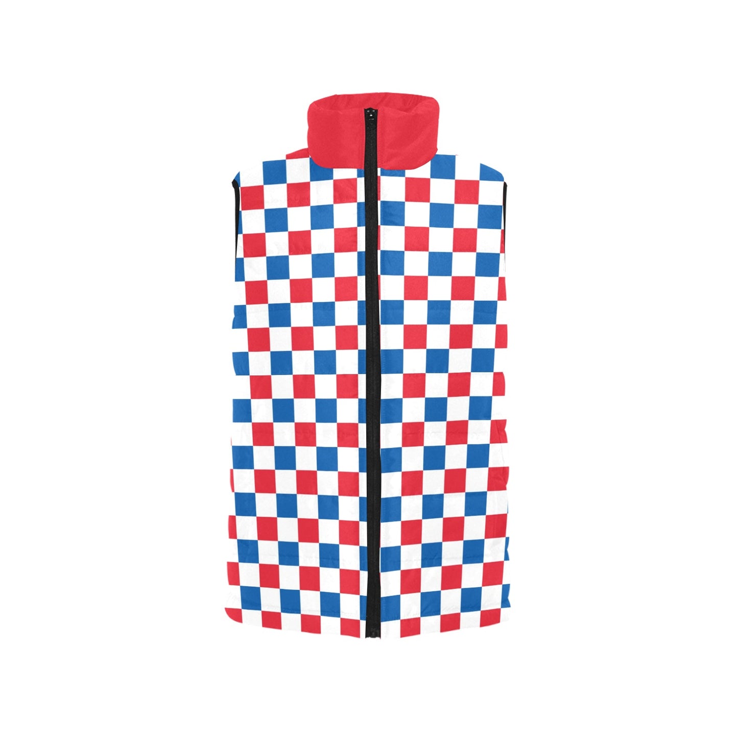 USA/American Flag Inspired Checkered Pattern Women's Padded Vest