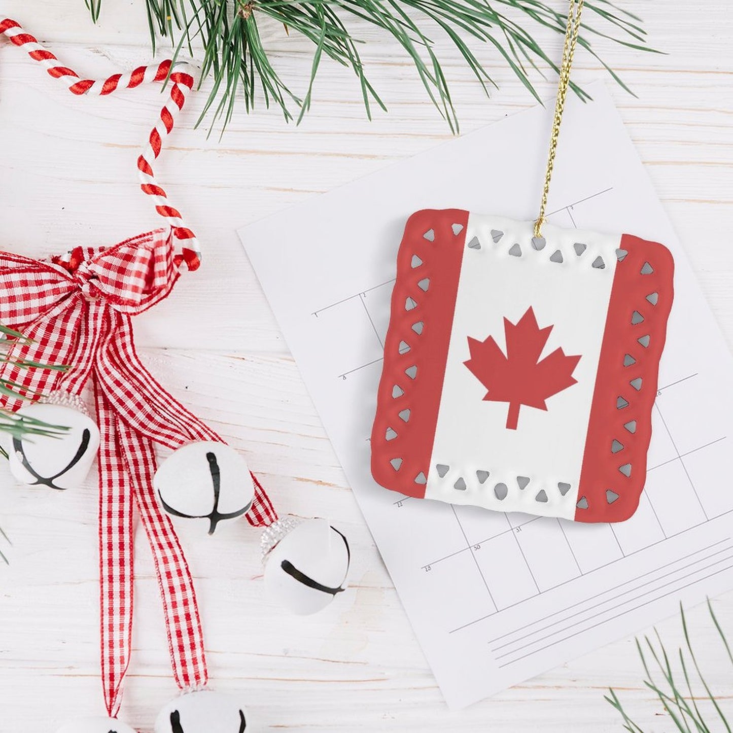 Canada Flag Inspired Square Ceramic Ornament Made in the USA