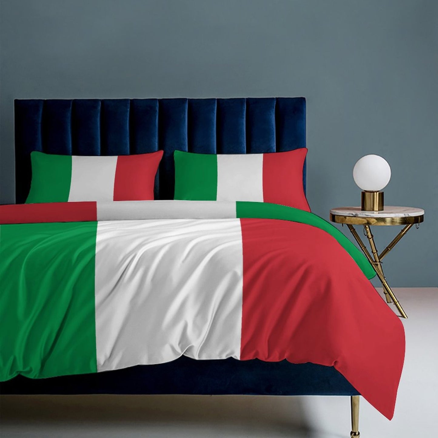 Italy Flag Inspired 3-Piece Bedding Set (1 Duvet Cover + 2 Pillow Shams) – 102"×90"
