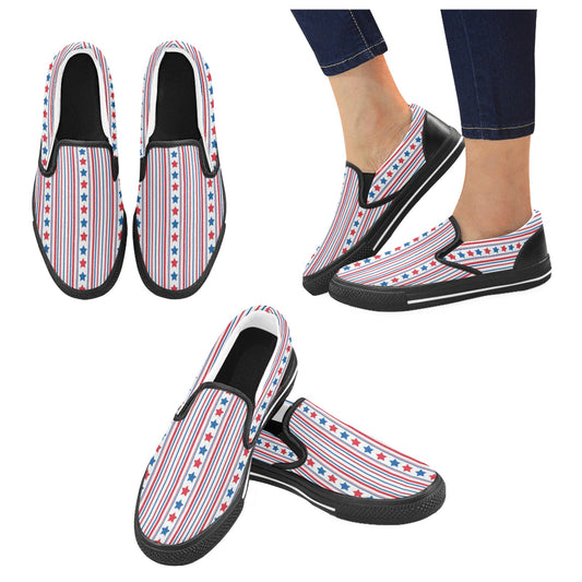 USA/American Flag Inspired Stars and Stripes Pattern Slip-on Canvas Kid's Shoes