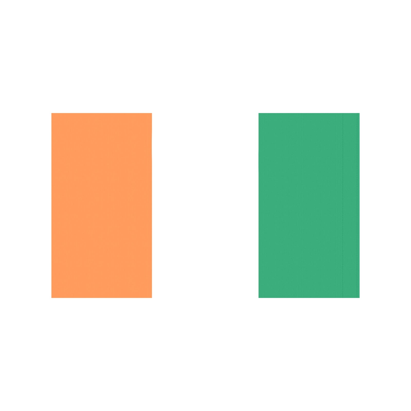 Luv My Flag's abstract design, orange and green blocks.