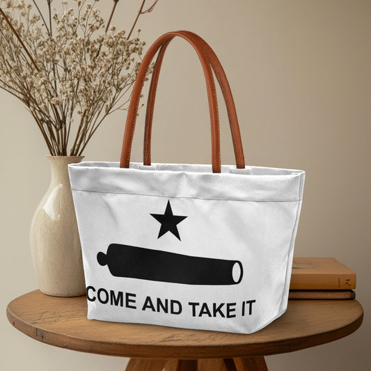 [Brand] tote bag with star, cannon, "Come and Take It".