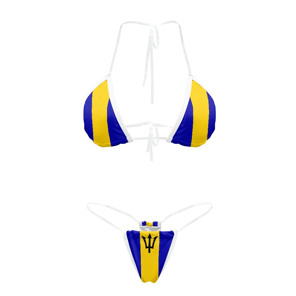 Barbados Flag Inspired Transparent String Bikini