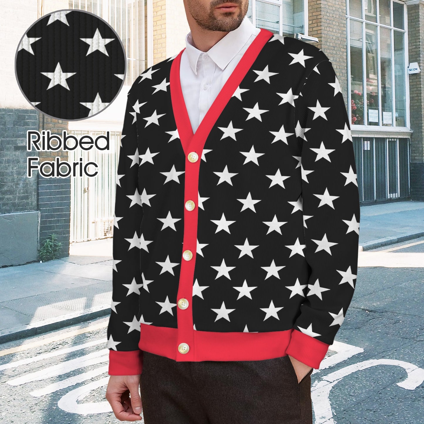 Thin Red Line Flag Inspired Men's Cardigan