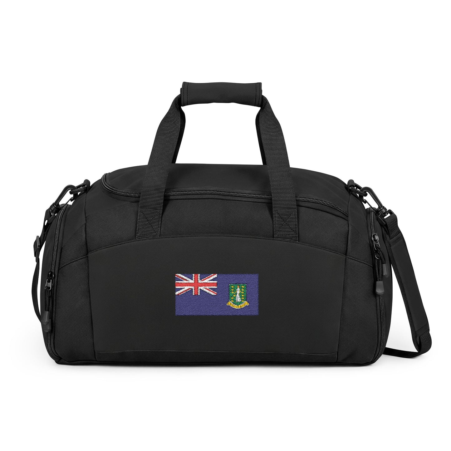Virgin Islands (British) Flag Gym Bag — Black Duffle with Embroidered Virgin Islands (British) Flag