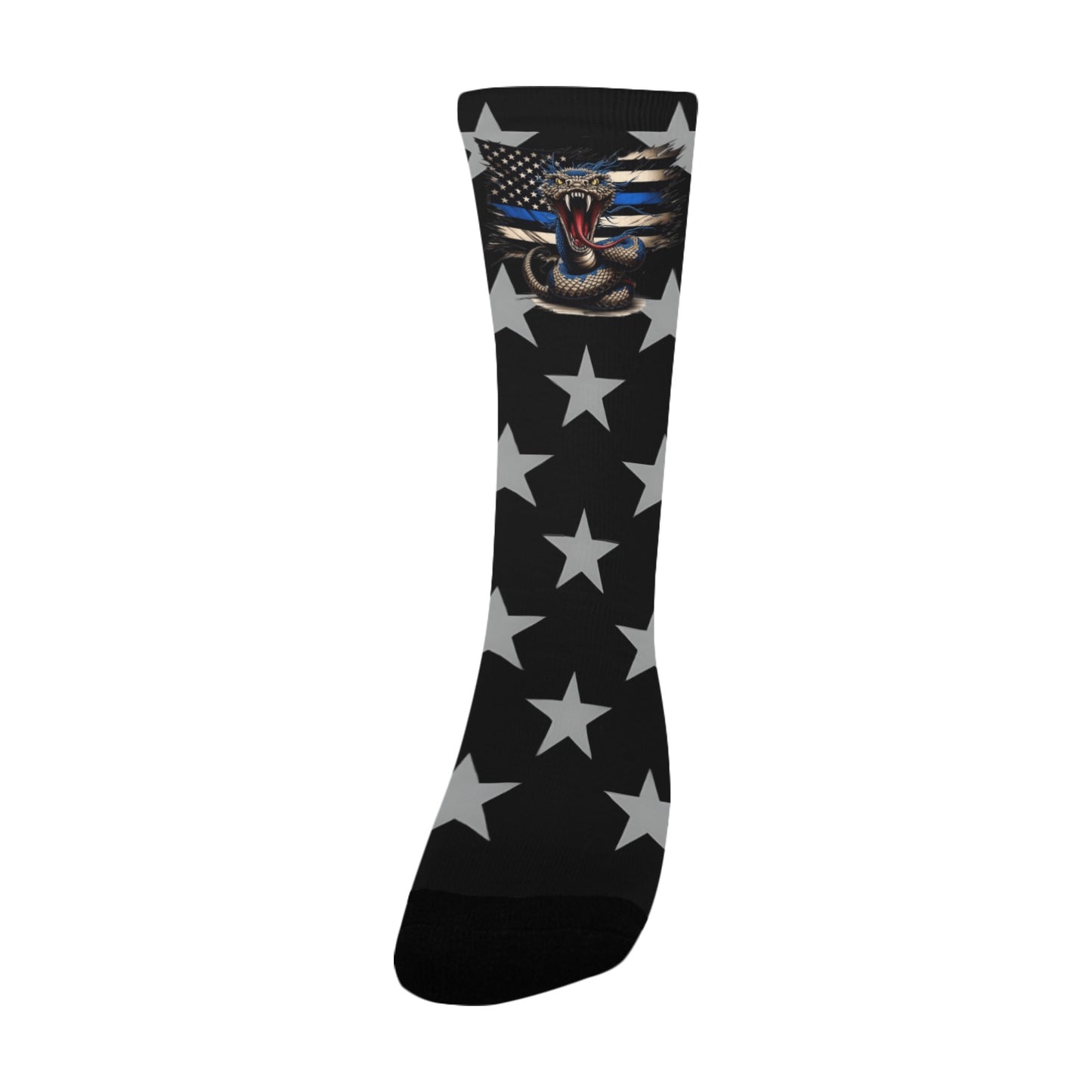 Thin Blue Line Flag Inspired Snake Women's Custom  Socks | Ships from USA