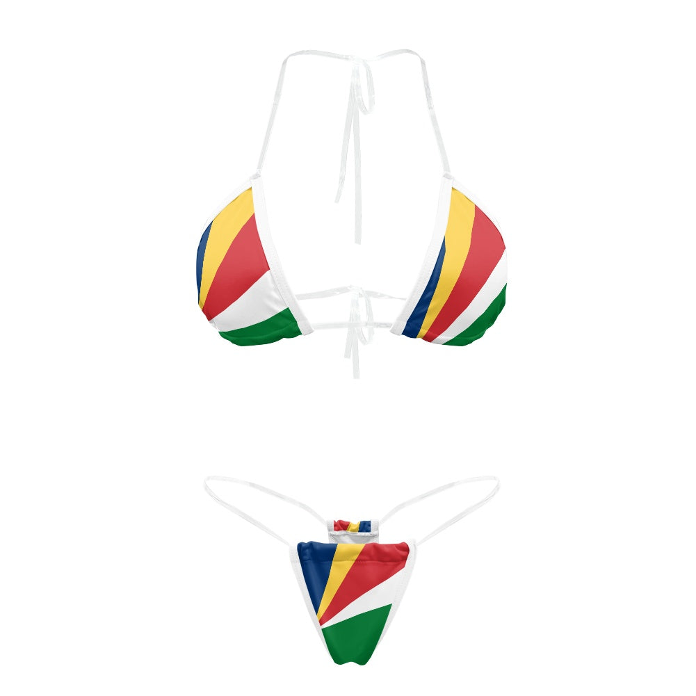 Seychelles Flag Inspired Transparent String Bikini