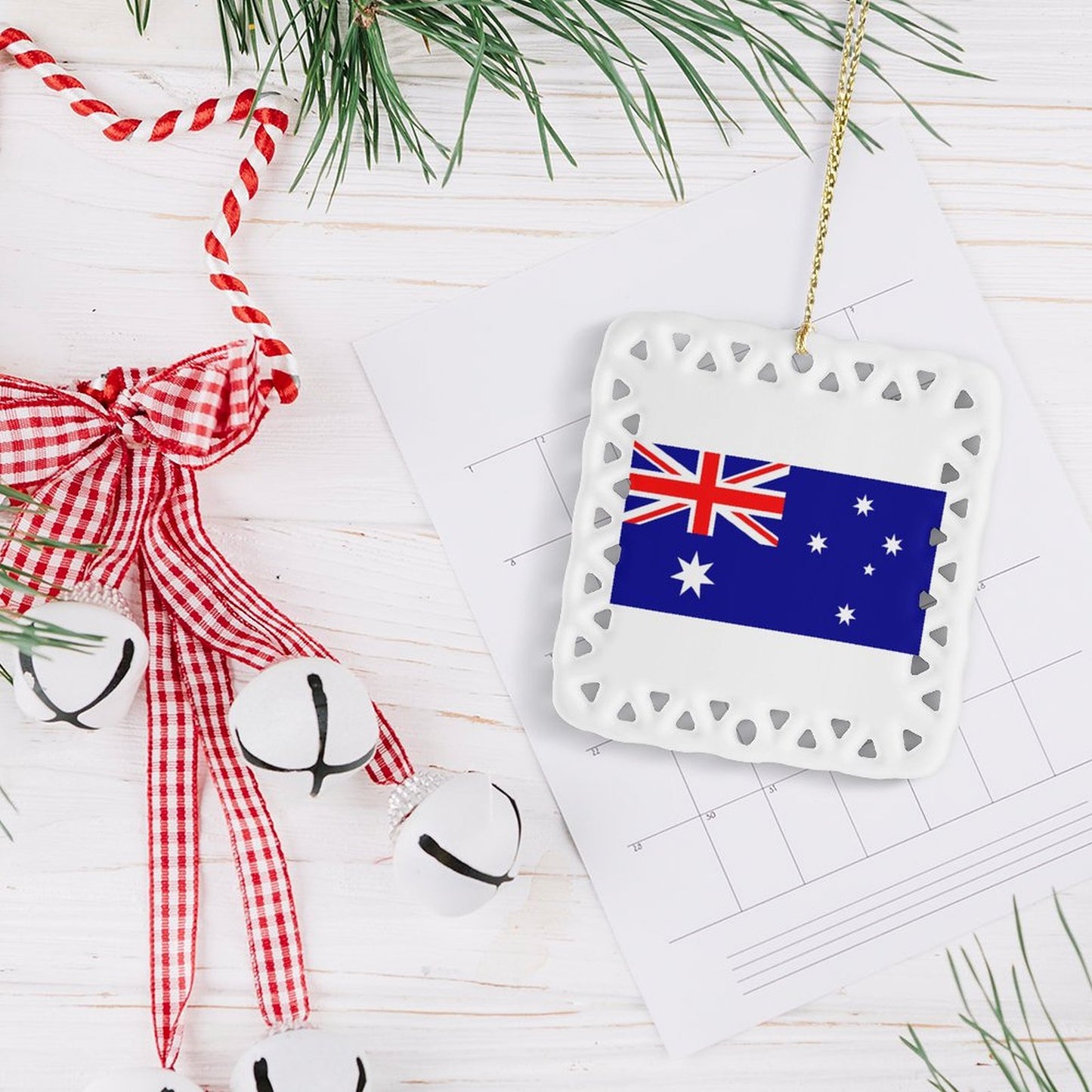 Australia Flag Inspired Square Ceramic Ornament Made in the USA