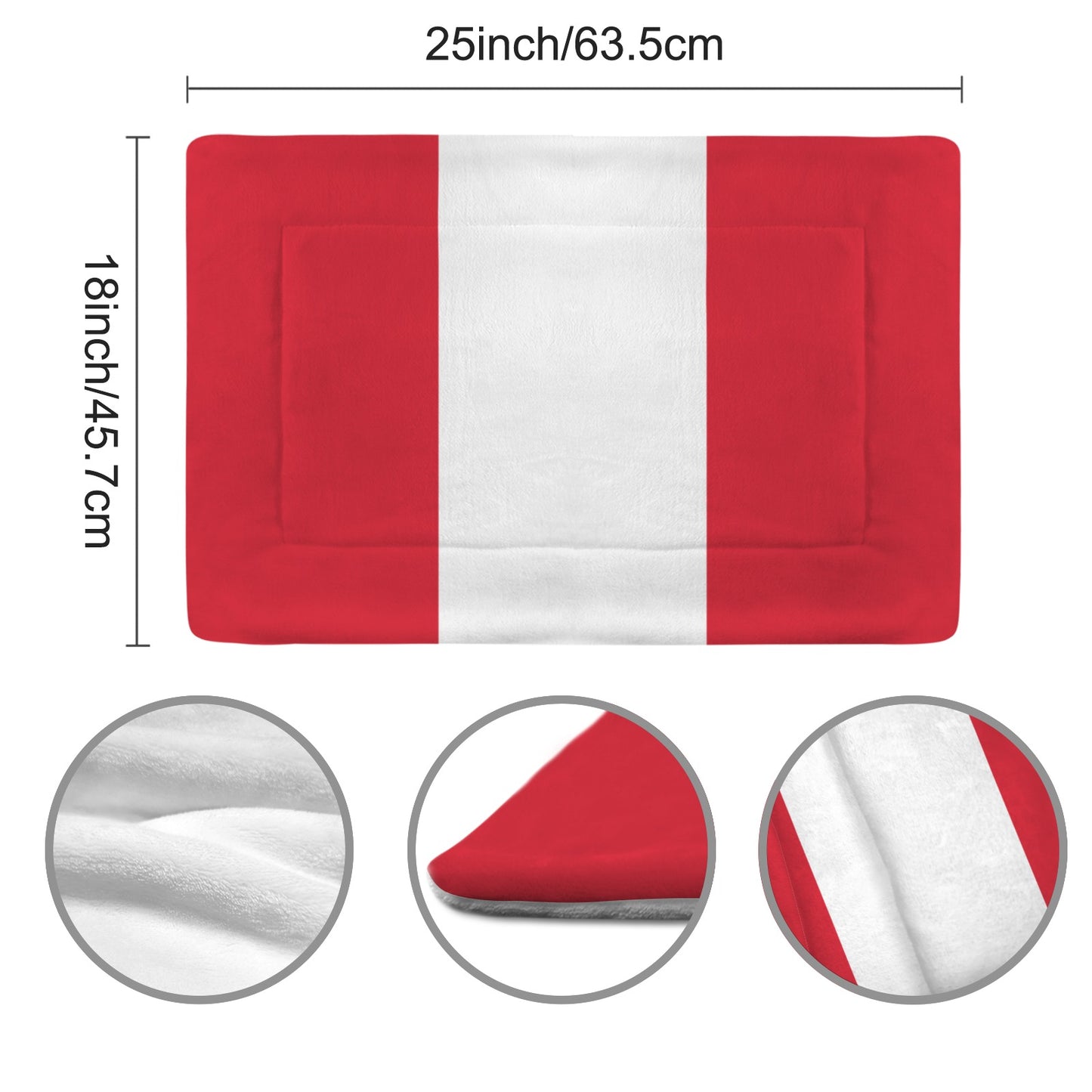 Peru Flag Inspired Pet Mat 25x18inch (Made in the USA)