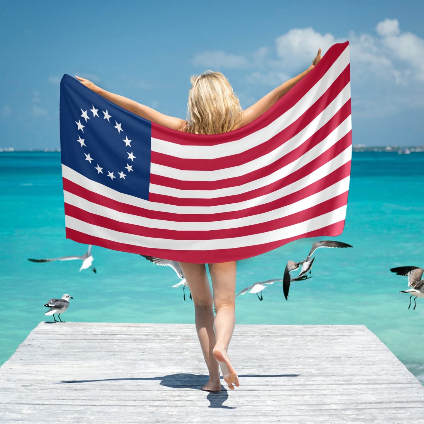 Betsy Ross Flag Beach Towel 31"x71" (Made in USA)
