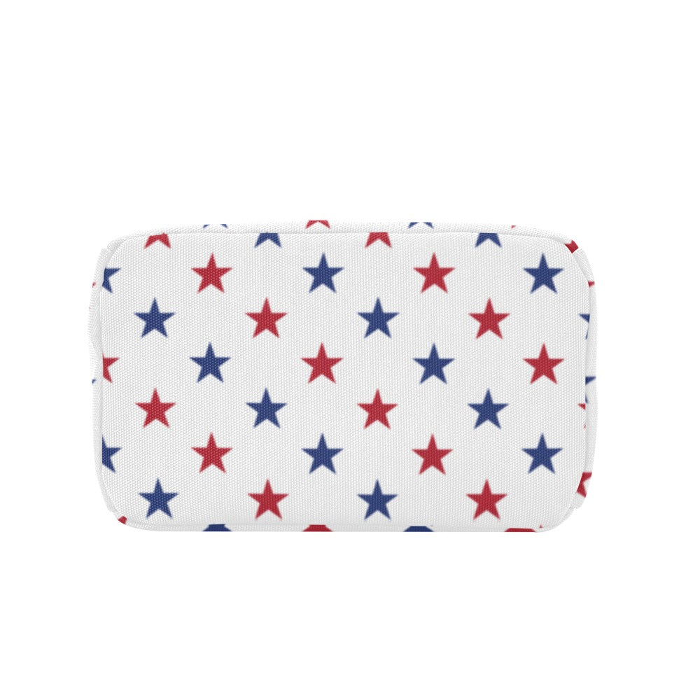 USA/American Flag Inspired Red & Blue Stars Pattern Insulated Lunch Bag