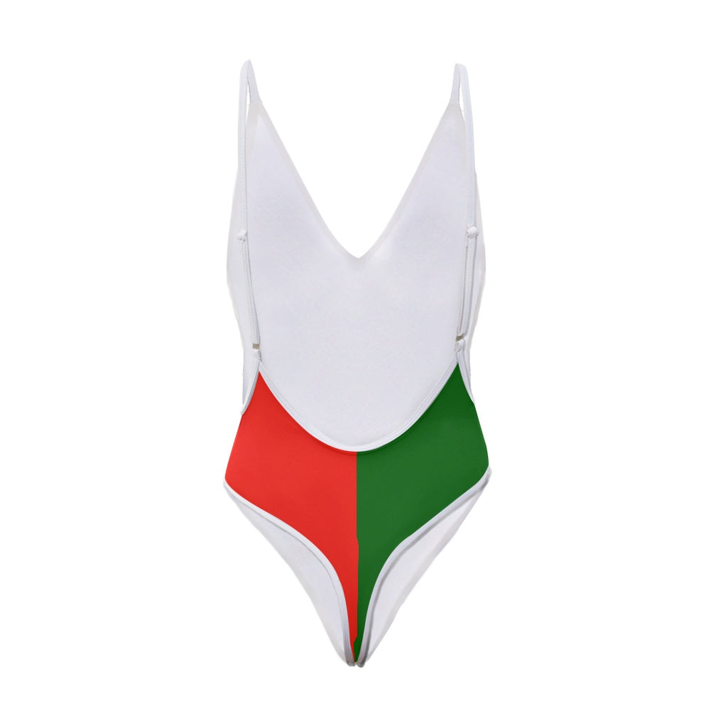 Portugal Flag Inspired One-Piece Thong Swimsuit