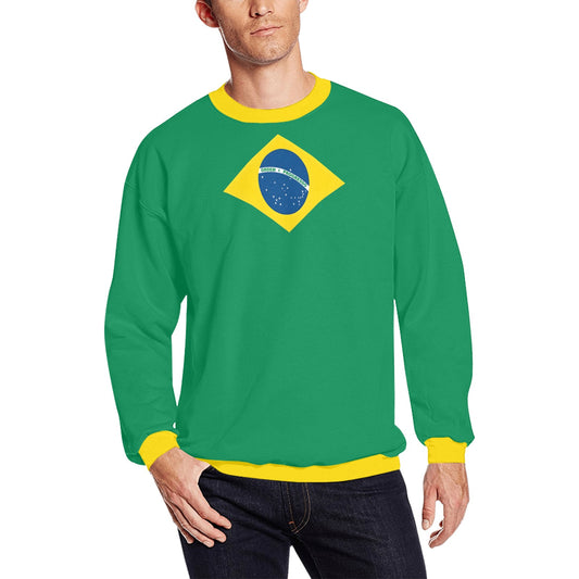 Brazil Flag Inspired Men’s Fuzzy Sweatshirt Made in USA (style-2)