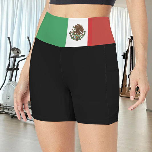 Mexico Flag Inspired Pocket Yoga Active Shorts