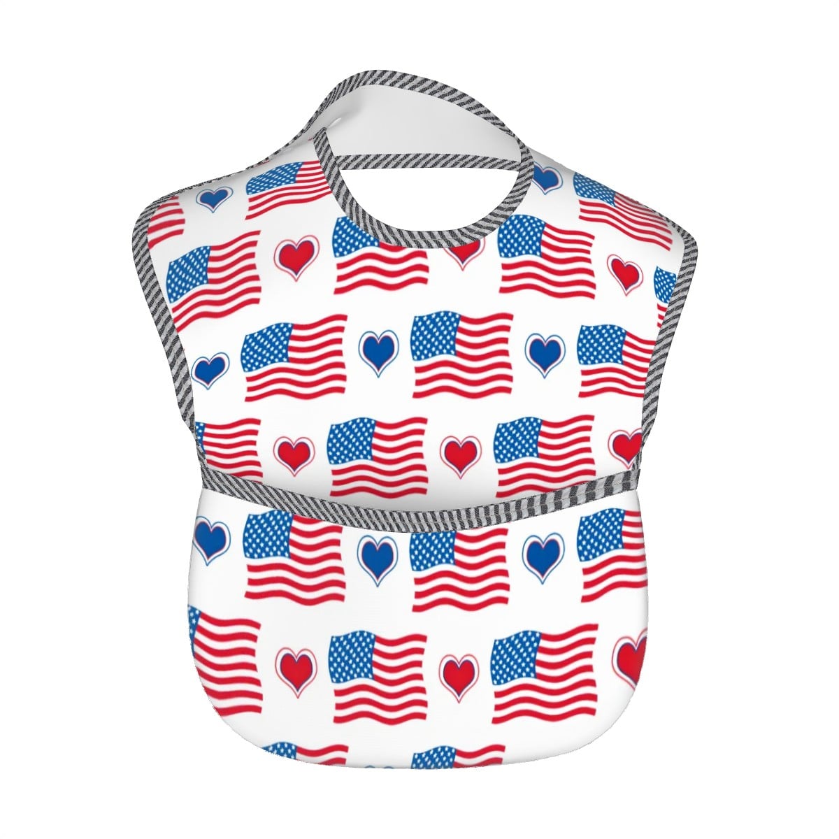 USA/American Flag Inspired Flags and Hearts Pattern Baby Bib
