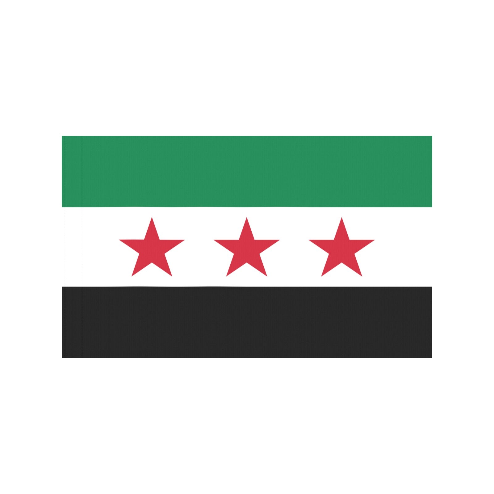 Luv My Flag: Green, white, black stripes, red stars.