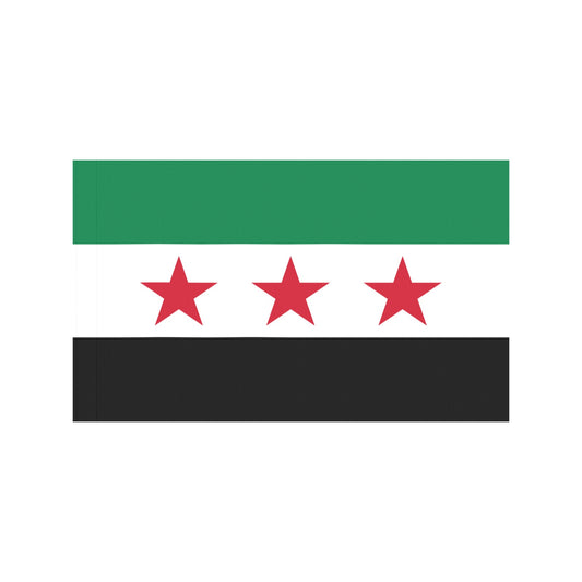 Luv My Flag: Green, white, black stripes, red stars.