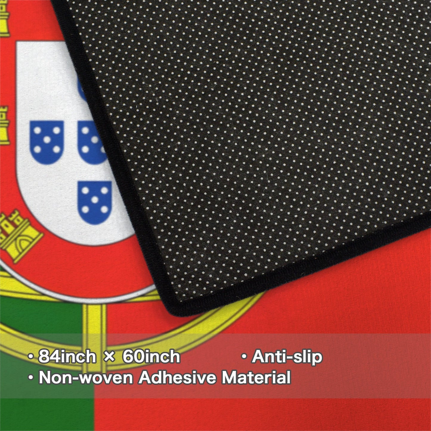 Portugal Flag Inspired 84x60 Inch Area Rug with Black Binding (Made in the USA)