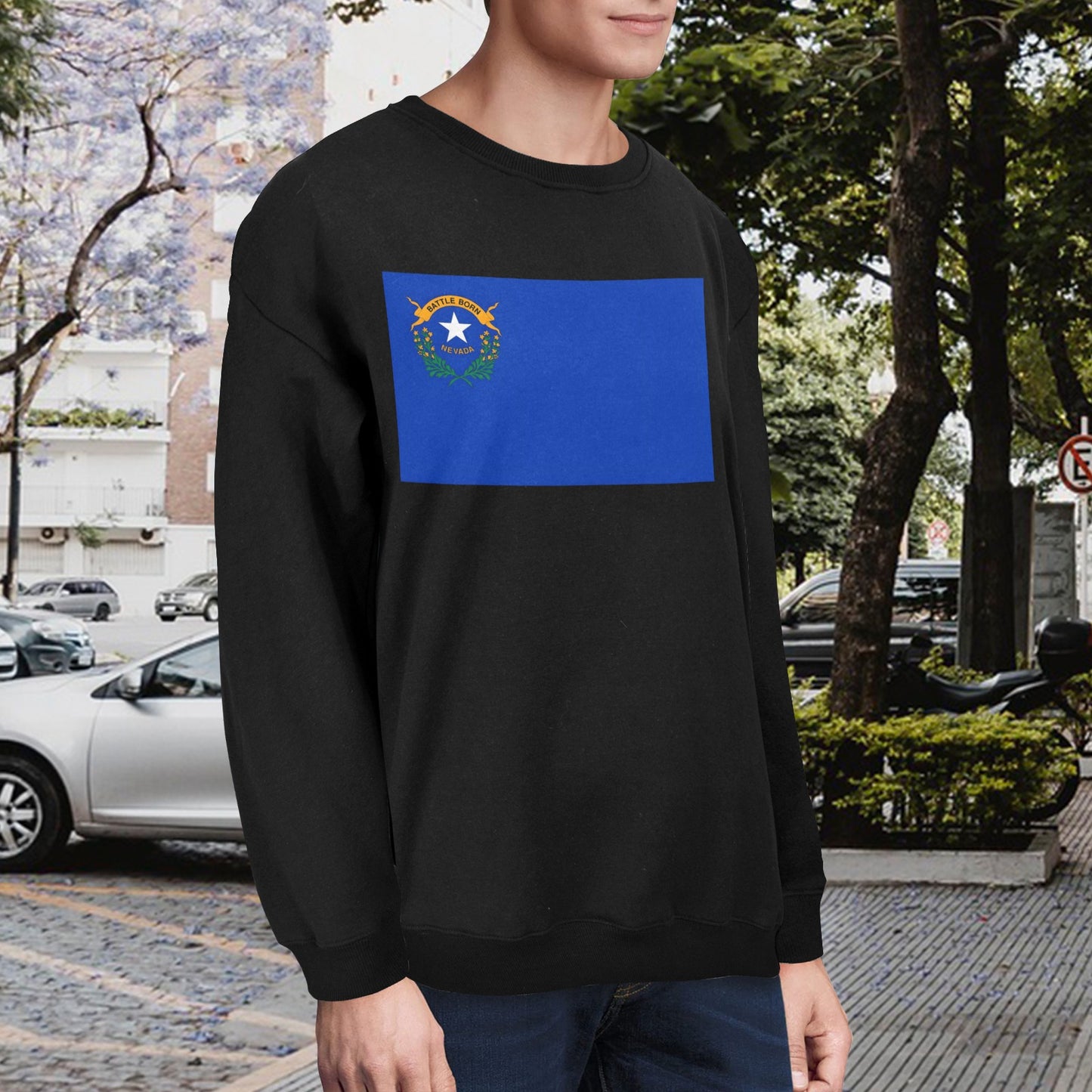Nevada Flag Unisex Fleece Sweatshirt (Made in the USA)