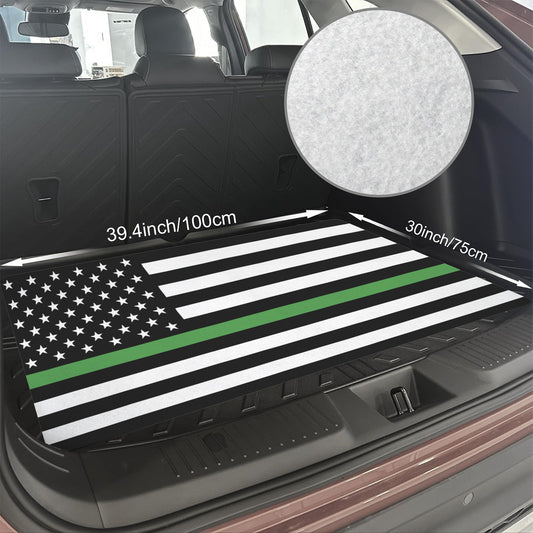 Thin Green Line Flag Inspired Car Trunk Mat 100 × 75 cm / 39.4 × 30 in Printed in the USA
