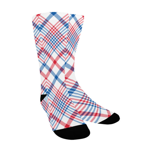 USA/American Flag Inspired Plaid Pattern Women’s Custom Socks Made in the USA