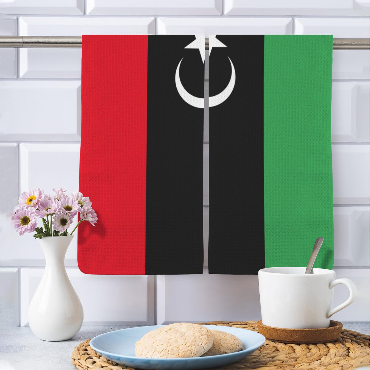 Libya Flag Inspired Kitchen Towel 40X60cm Pack of 2) | Printed In the USA