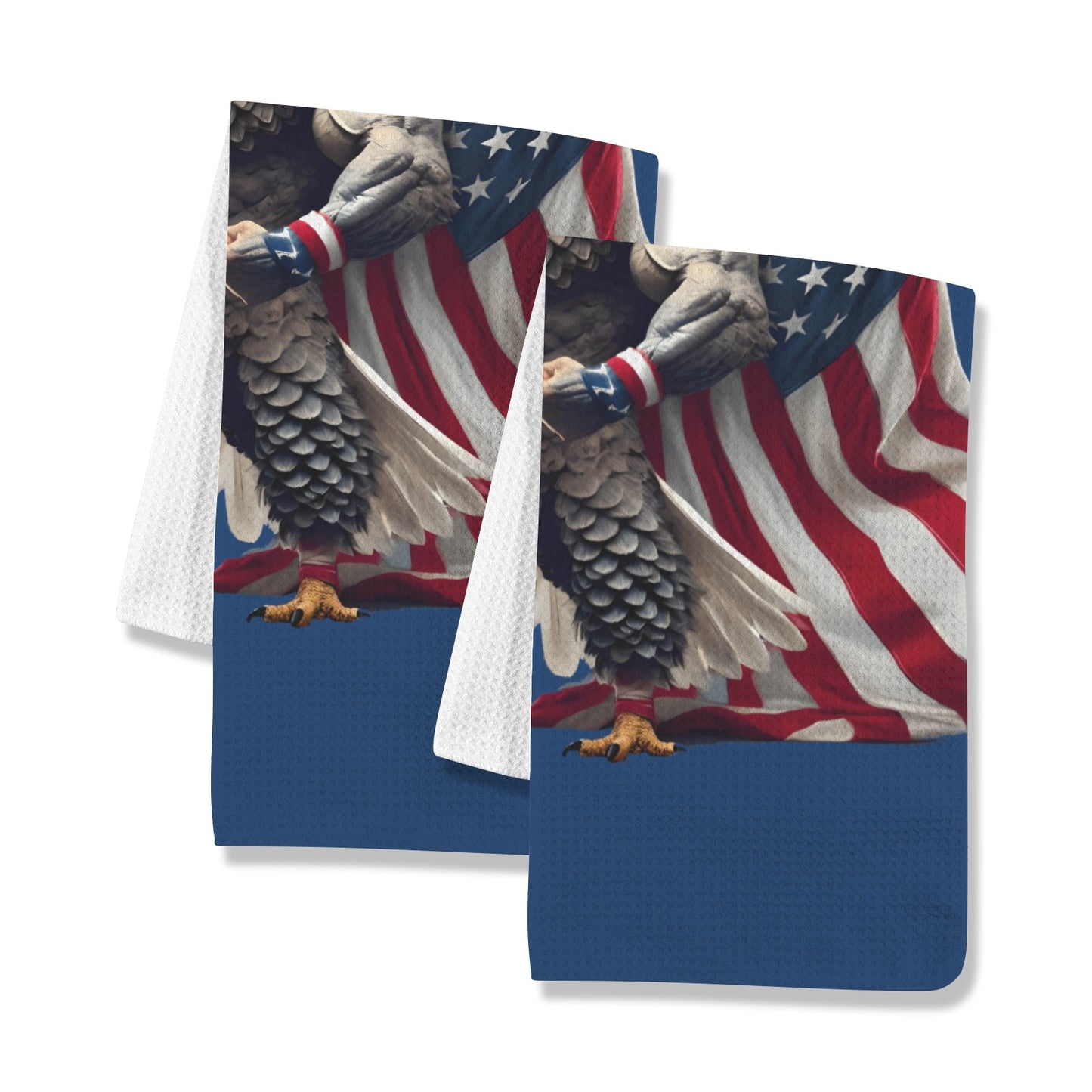 USA/American Flag Inspired Eagle with Cape Kitchen Towel 40X60cm (Pack of 2) (Made in the USA)