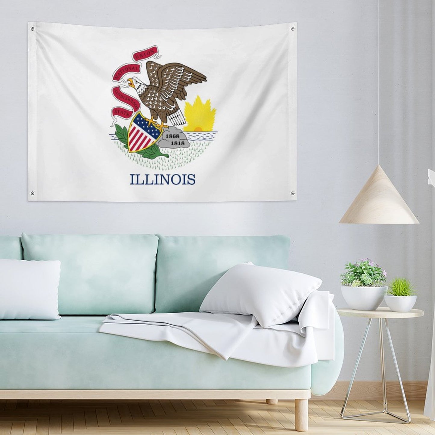 Illinois Flag Inspired Wall Mount Flag with Four Grommets (35x59 in)