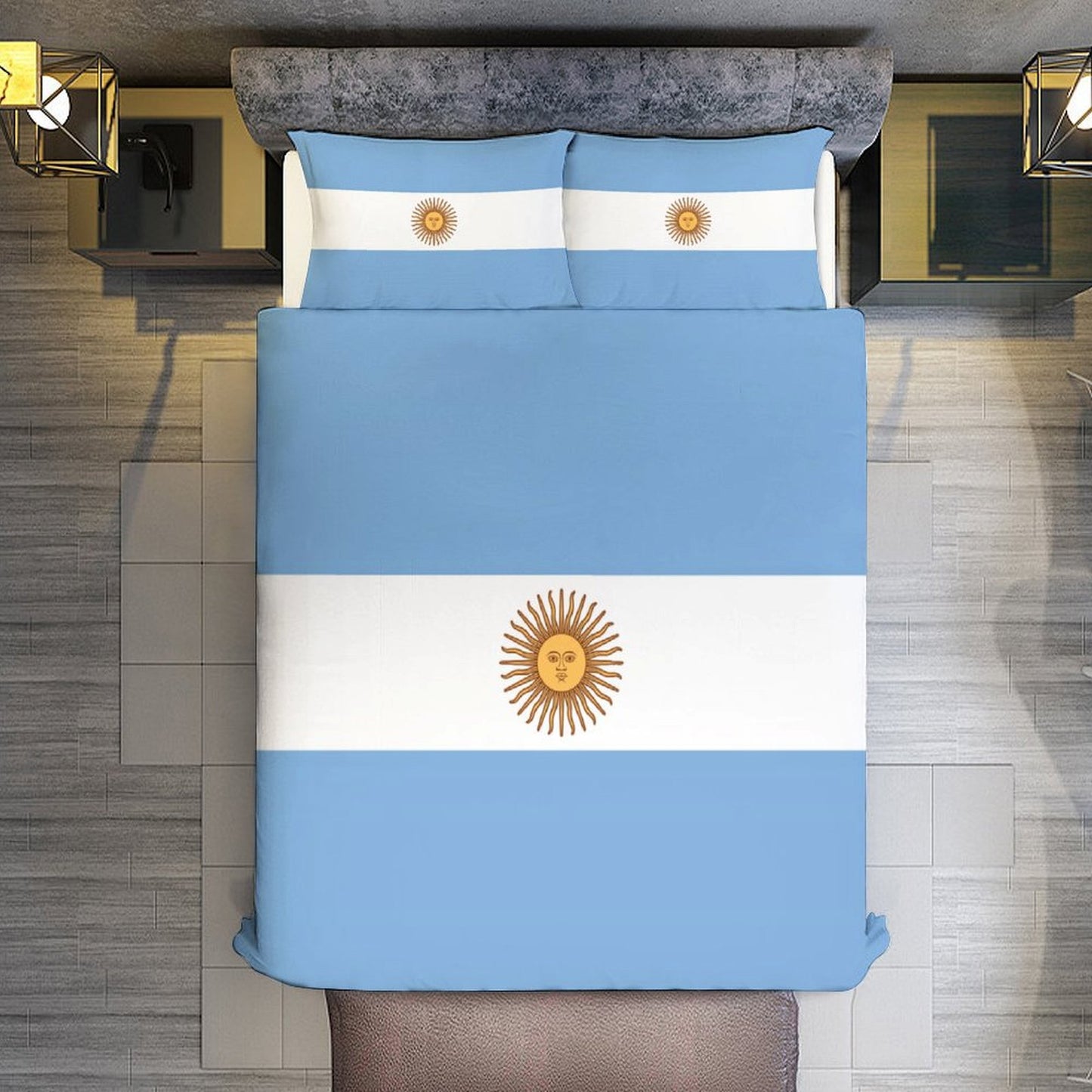 Argentina Flag Inspired 3-Piece Bedding Set (1 Duvet Cover + 2 Pillow Shams) – 102"×90"