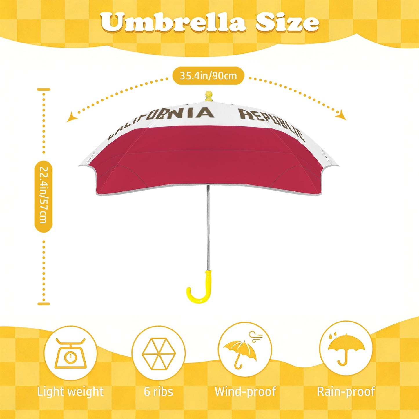 California Flag Inspired Kids Safe Round Corner Umbrella