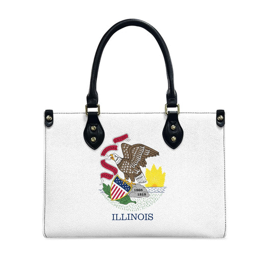 [Brand] white tote bag featuring the Illinois state emblem.