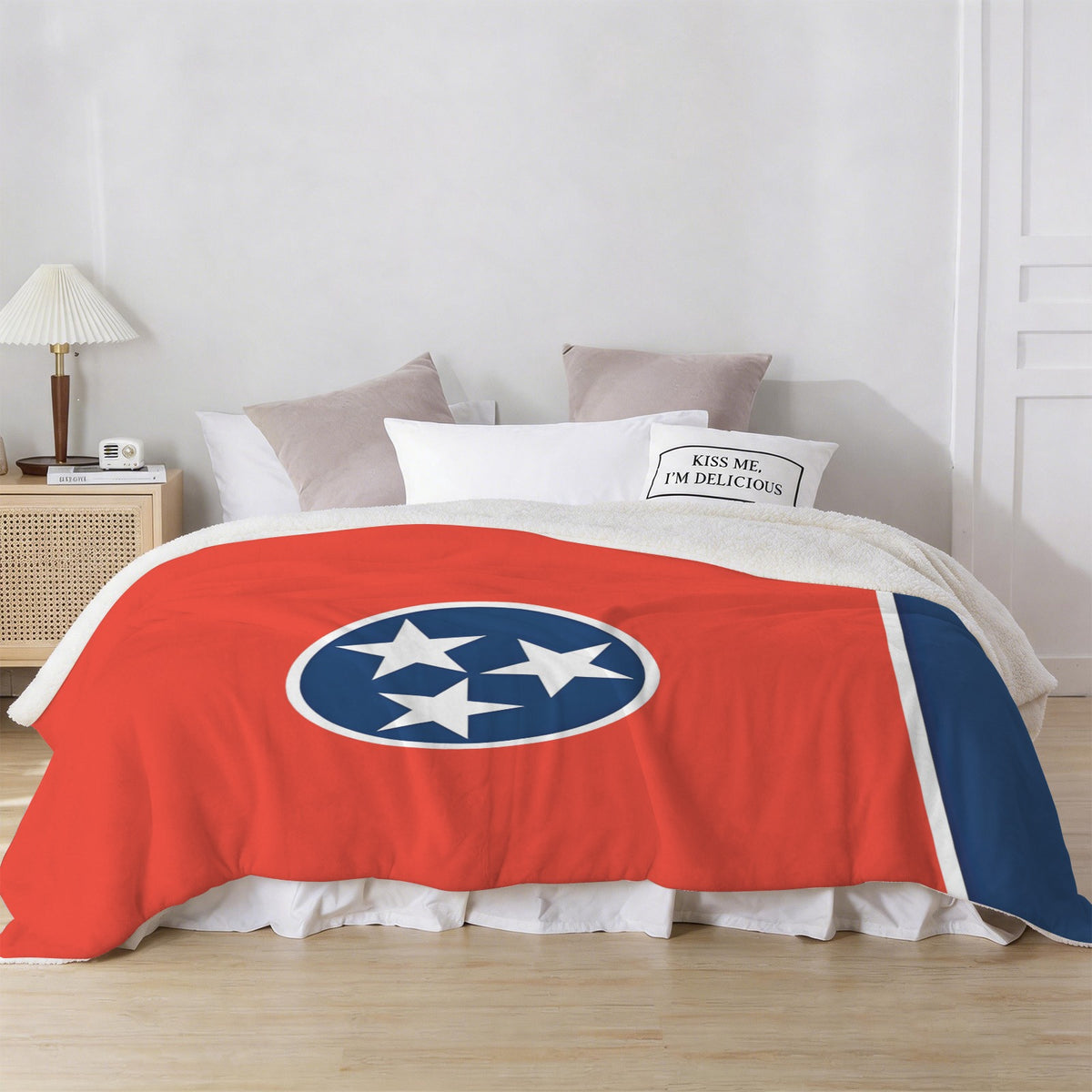 Tennessee Flag Inspired Sherpa Fleece Blanket 90" x 108" | Prtinted in the USA