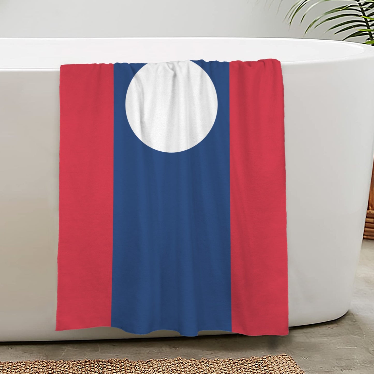 Laos Flag Inspired Custom Bath Towel 29"x58"(Made in USA)