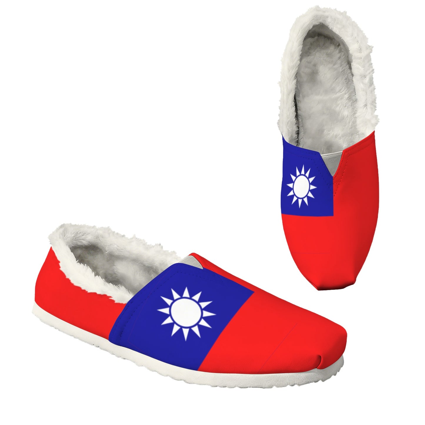 Taiwan Flag Inspired Women's Fleece-Lined Canvas Slip-On