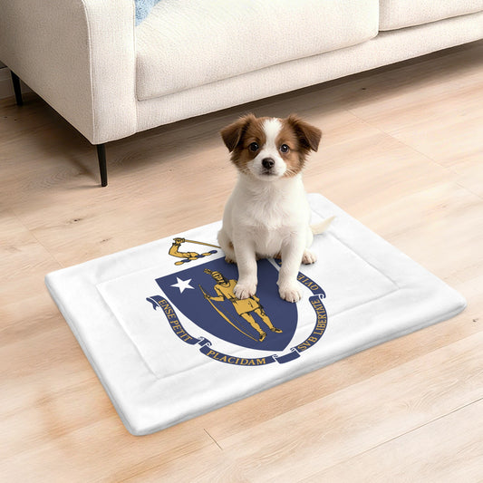 Massachusetts Flag Inspired Pet Mat 25x18inch (Made in the USA)