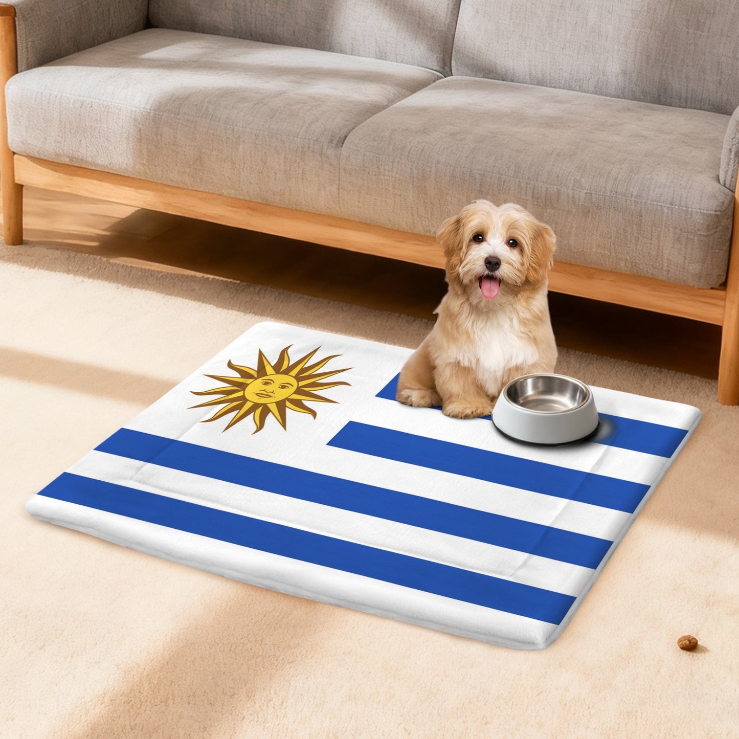 Uruguay Flag Inspired Pet Mat 25x18inch (Made in the USA)