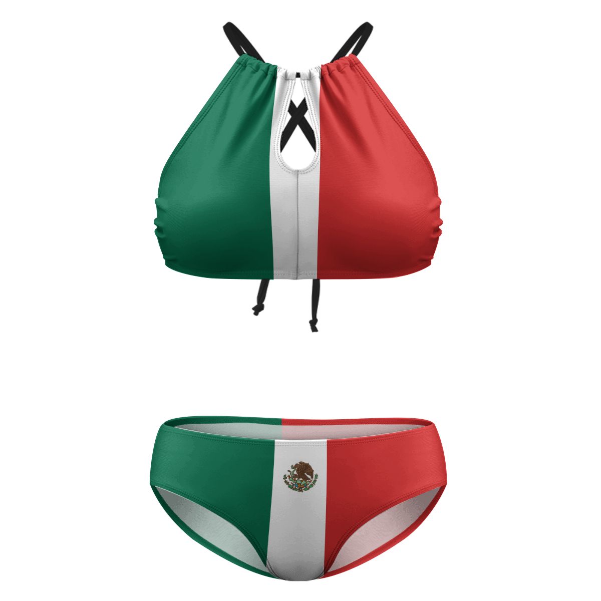 Mexico Flag Inspired Plus Size High Waisted Bikini