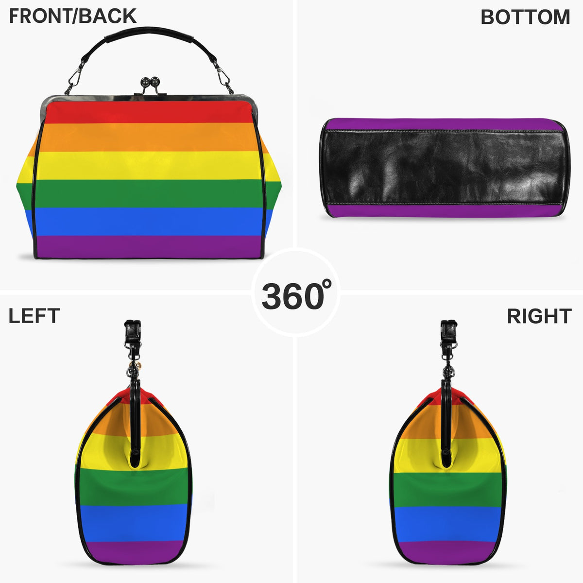 Rainbow Flag Inspired Kisslock Crossbody Shoulder Bag-Large (Model 1752)
