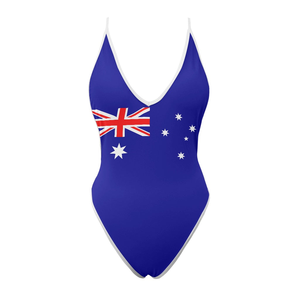 Australia Flag Inspired One-Piece Thong Swimsuit