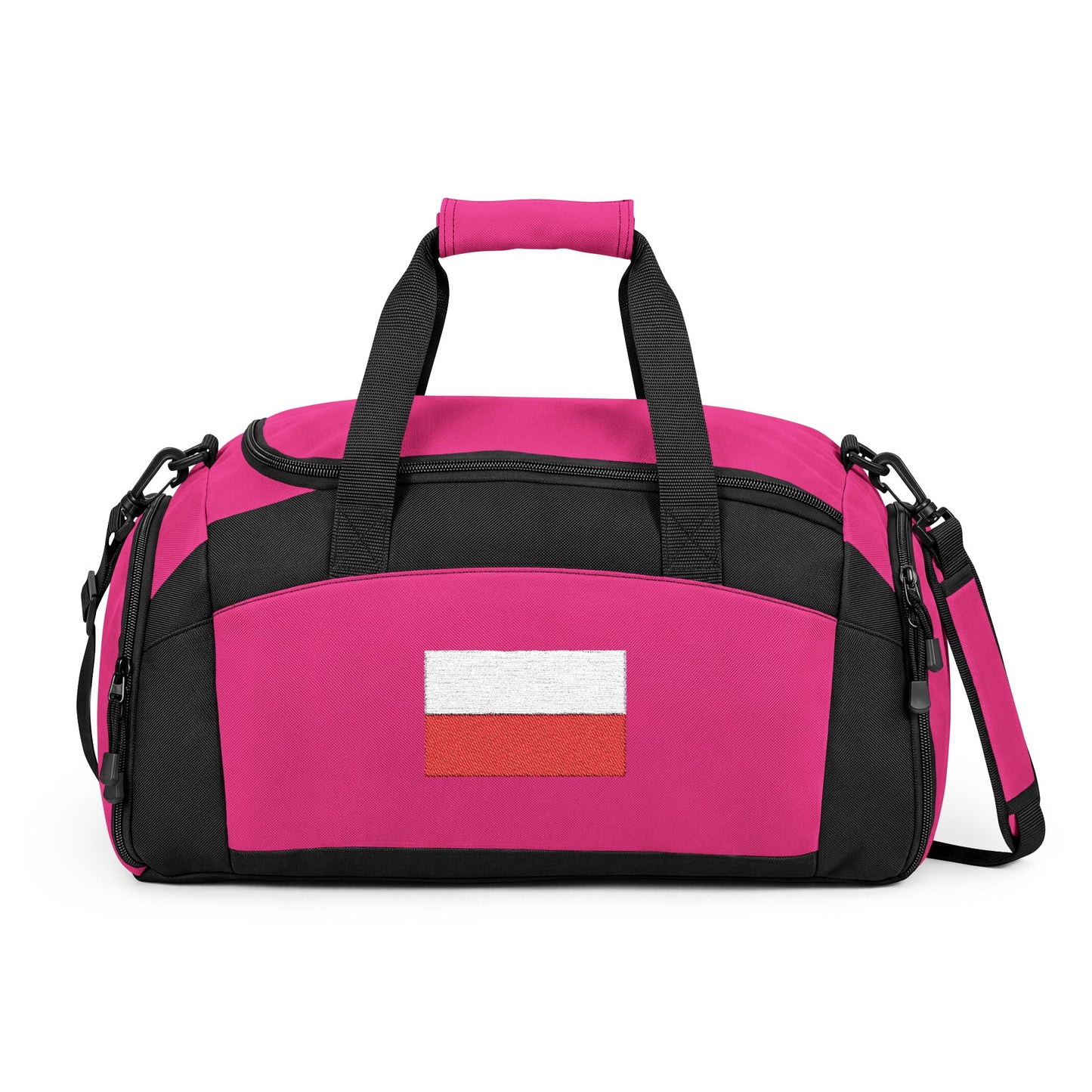 Poland Flag Gym Bag — Black Duffle with Embroidered Poland Flag