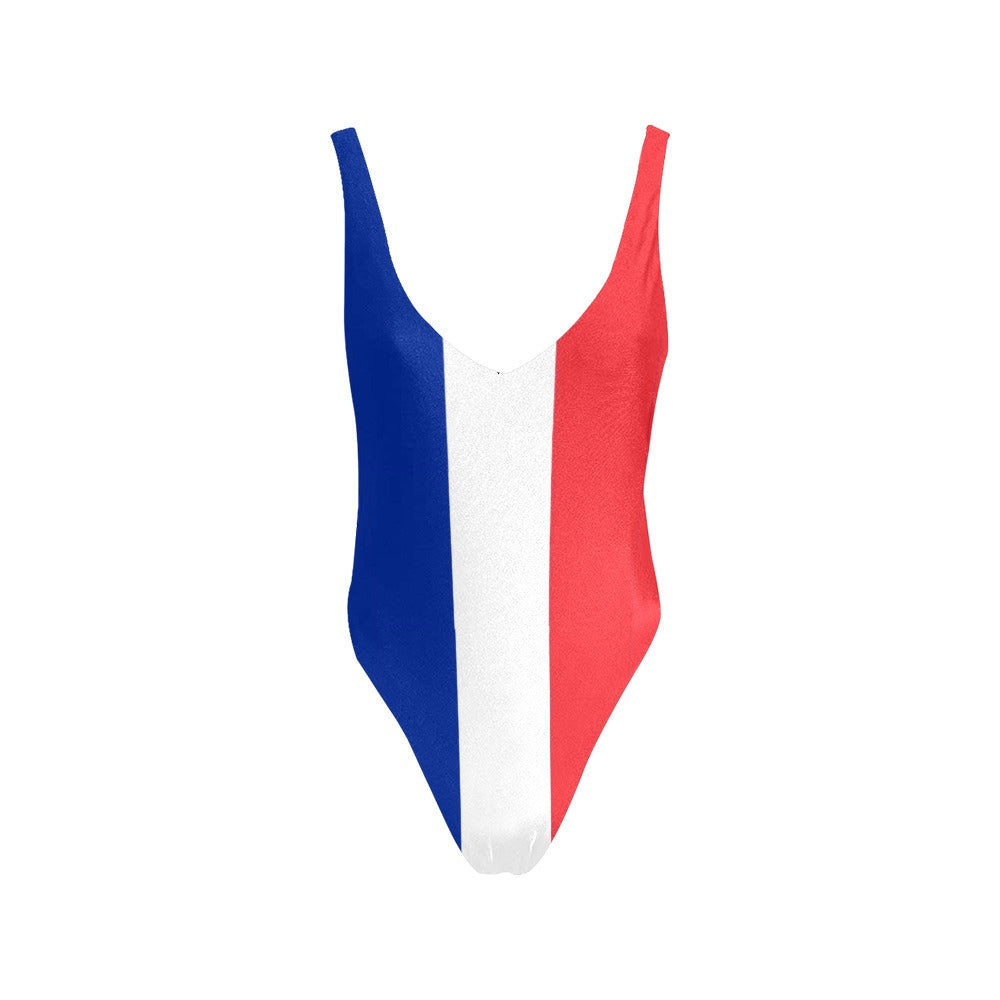 France Flag Inspired Women’s Backless One-Piece Swimsuit