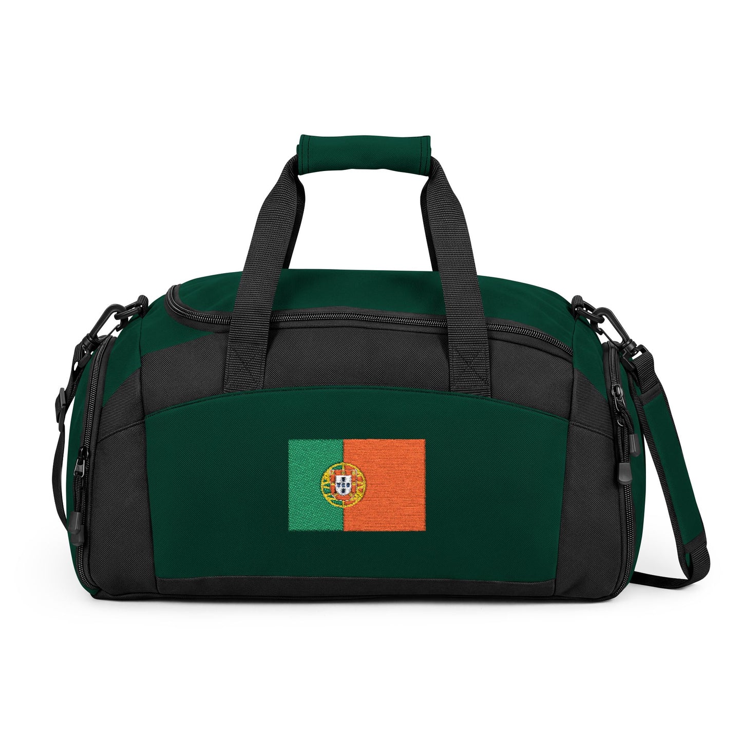 Portugal Flag Gym Bag — Black Duffle with Embroidered Portugal Flag