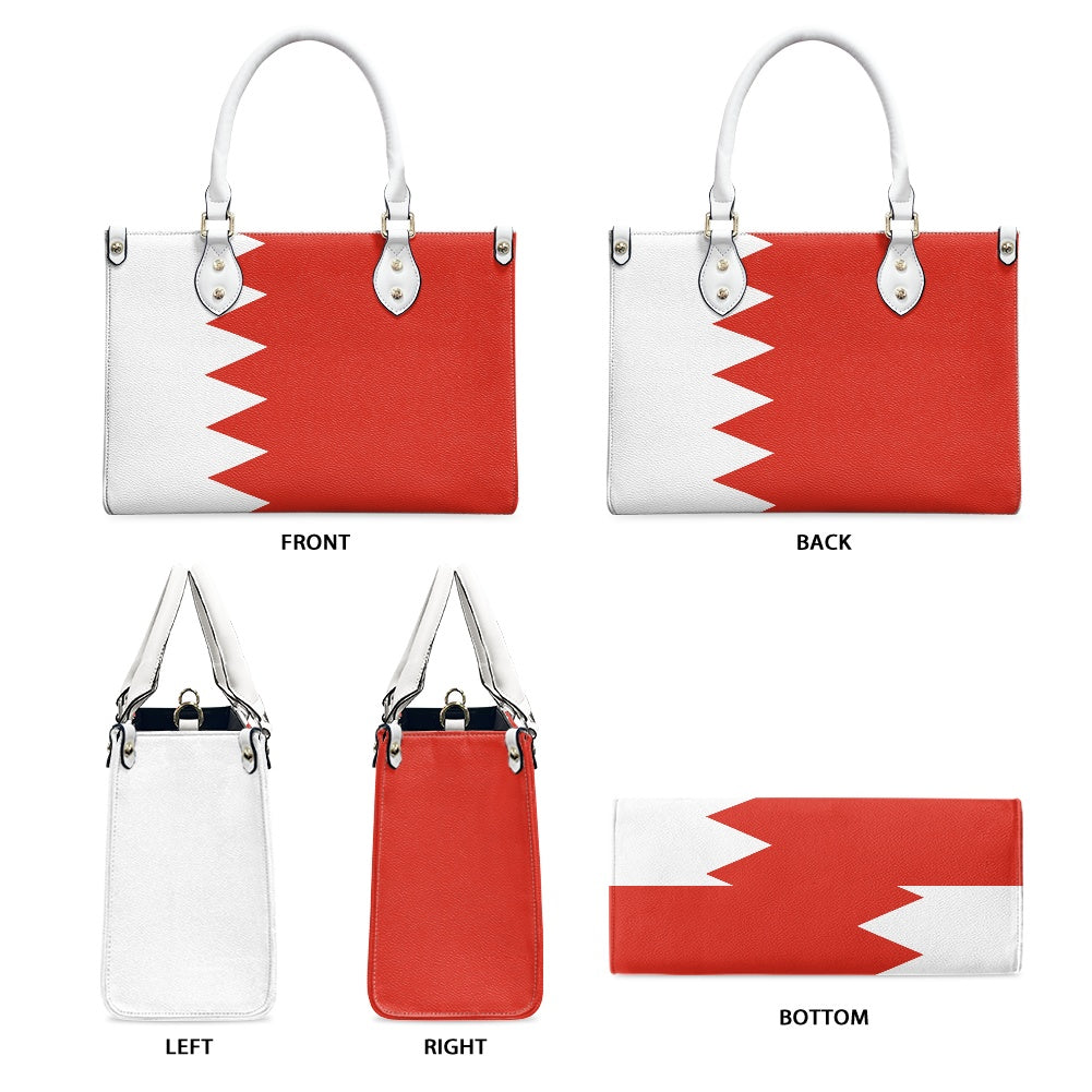 [Luv My Flag] handbag featuring red and white design.